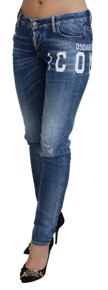 Blaue Icon Skinny Jennifer Denim-Jeans mit niedriger Taille