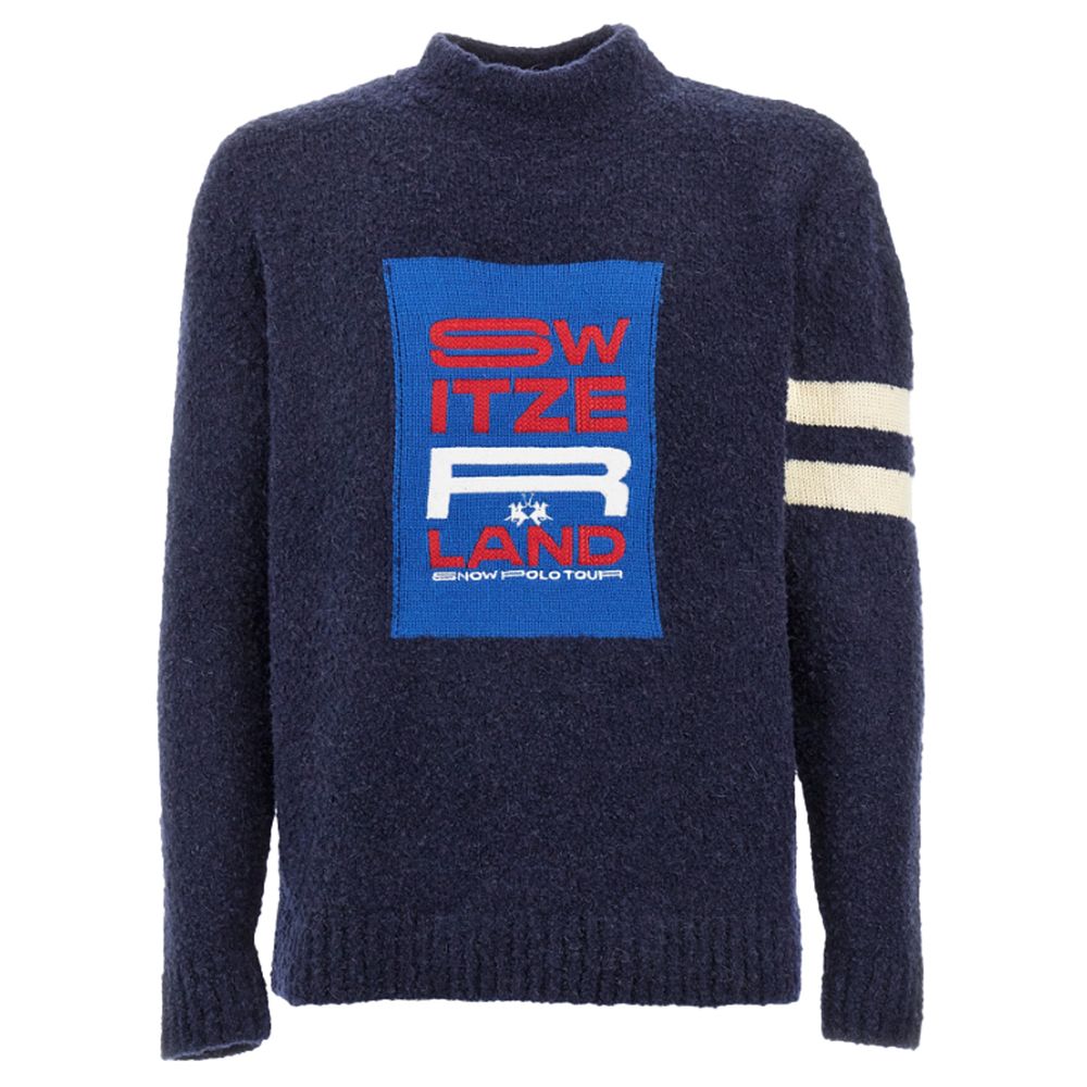 Blauer Polyamidpullover