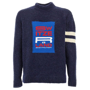 Blauer Polyamidpullover