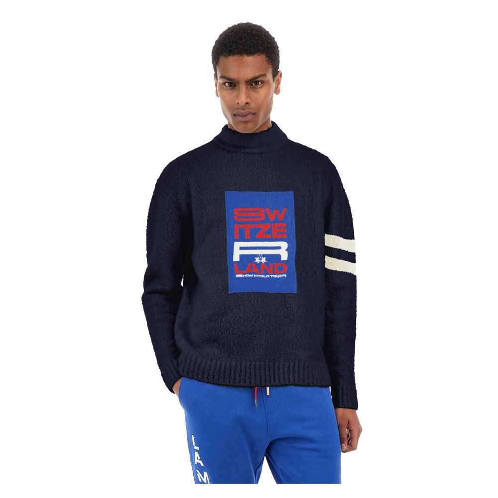 Blauer Polyamidpullover