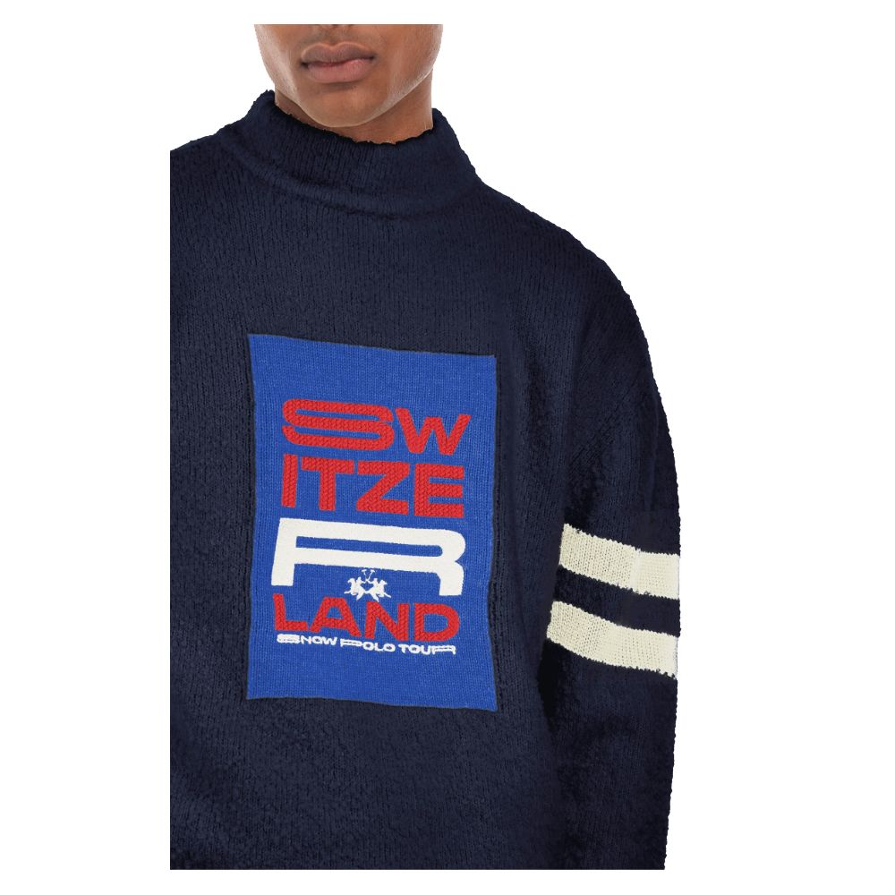 Blauer Polyamidpullover