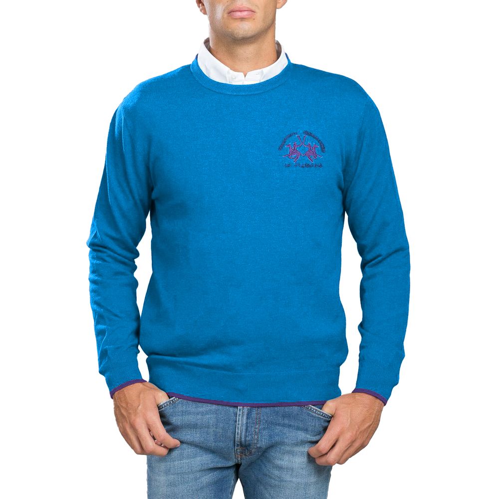 Blauer Baumwollpullover für Herren