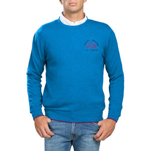 Blauer Baumwollpullover für Herren