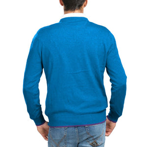 Blauer Baumwollpullover für Herren