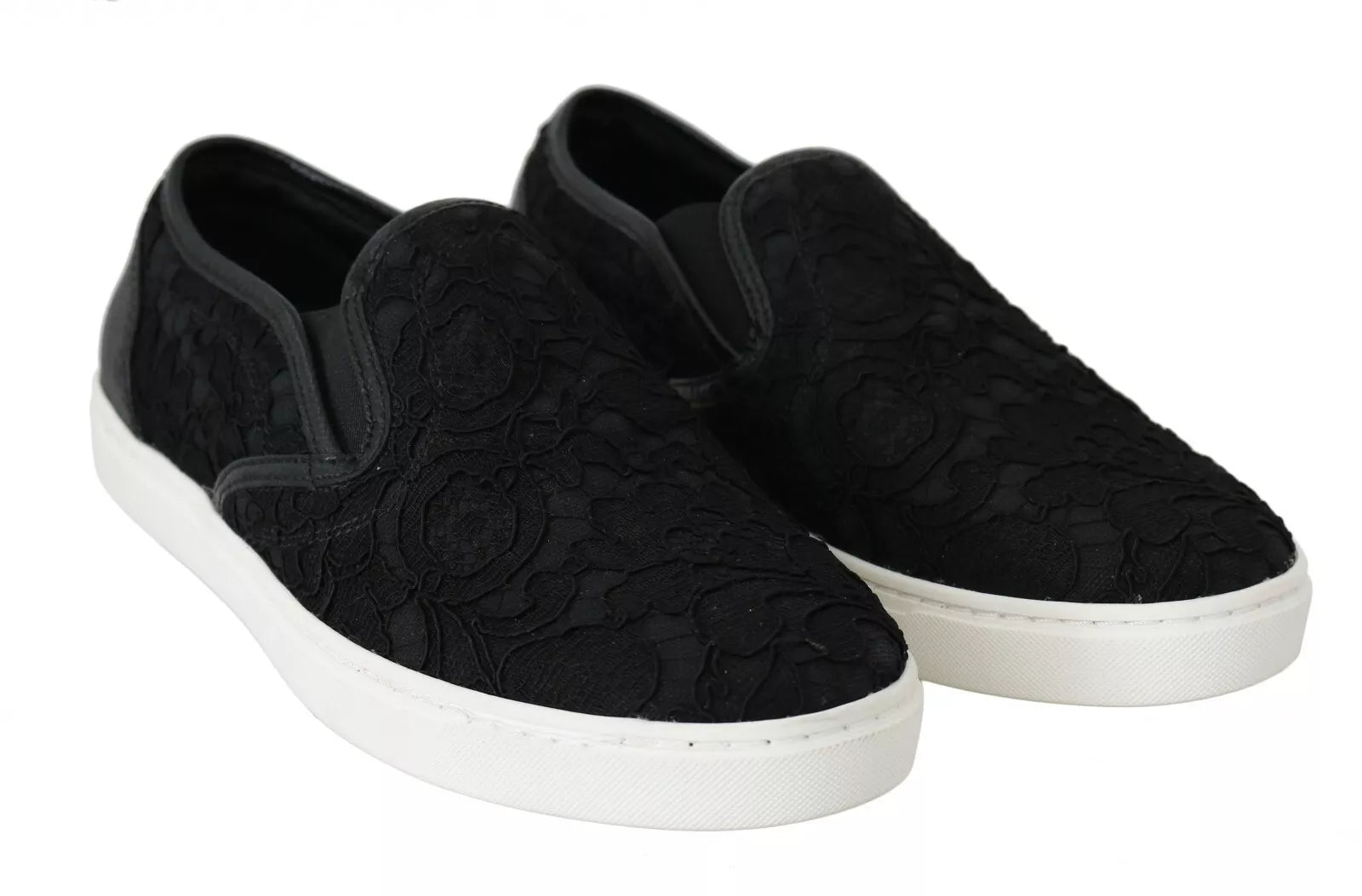 Flache Slip-On-Sneakers aus schwarzem Leder mit Logo