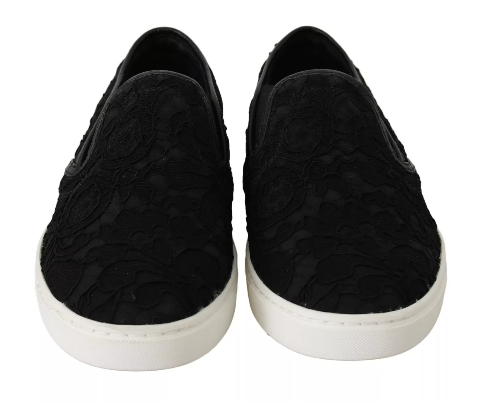 Flache Slip-On-Sneakers aus schwarzem Leder mit Logo