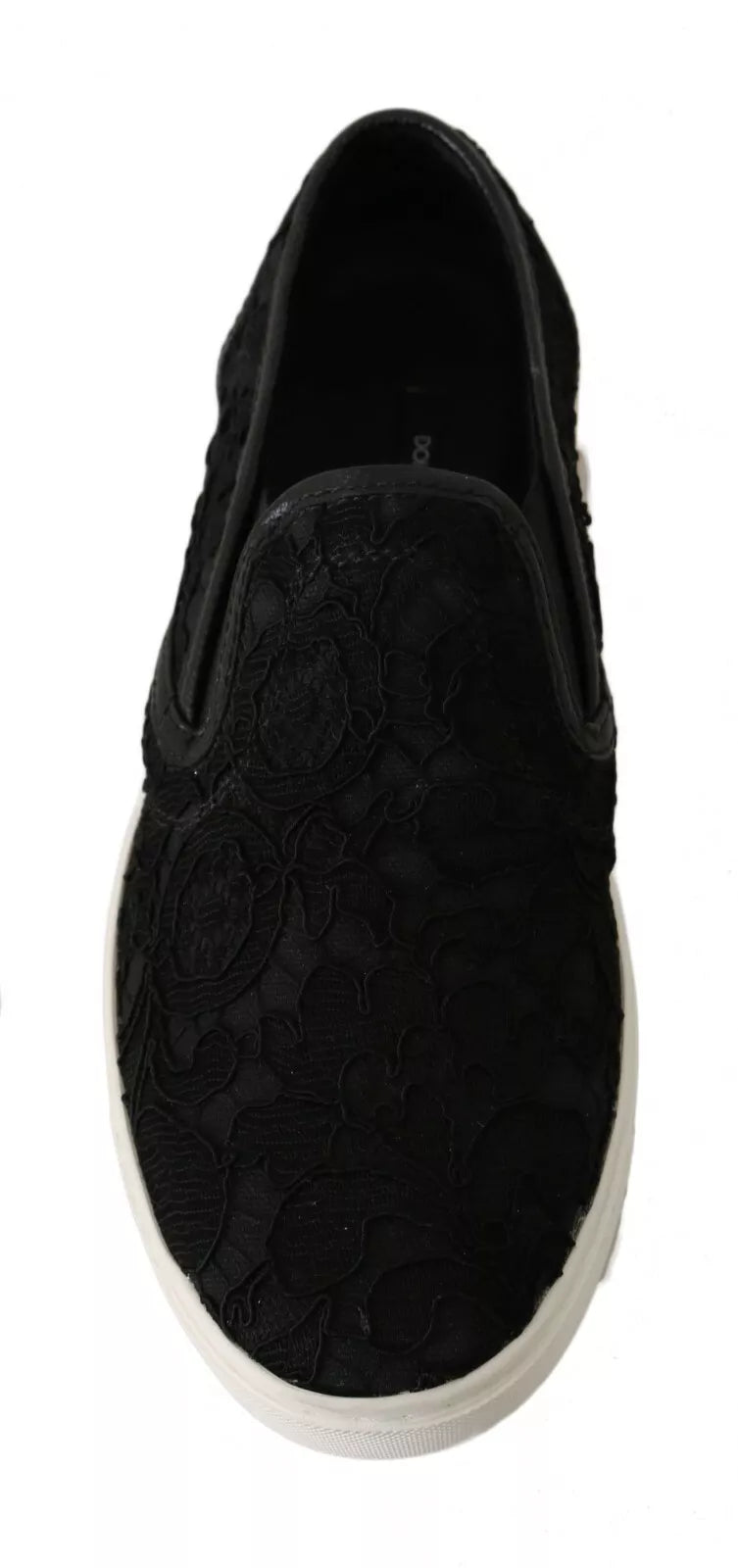 Flache Slip-On-Sneakers aus schwarzem Leder mit Logo