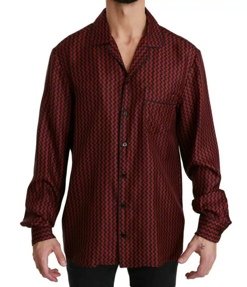Schwarz-rotes Freizeithemd mit Zickzack-Muster