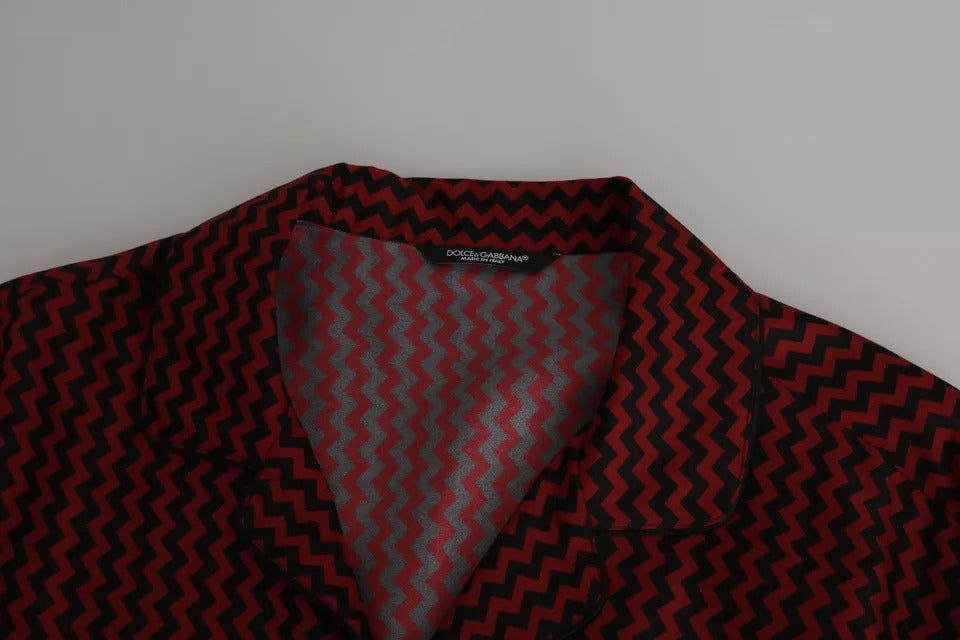 Schwarz-rotes Freizeithemd mit Zickzack-Muster