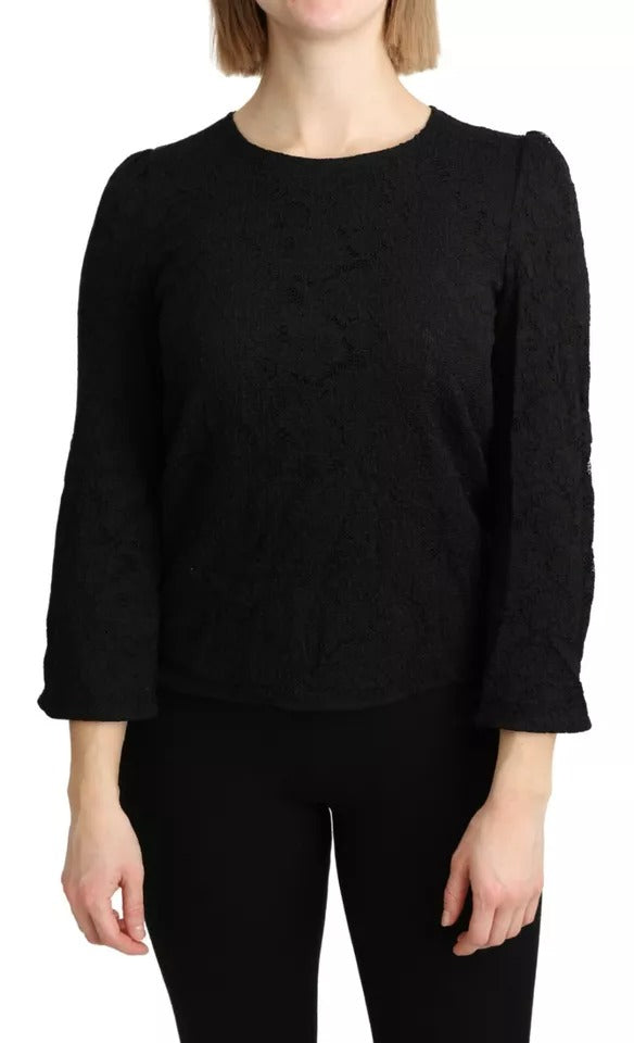 Schwarze Bluse mit langen Ärmeln aus Spitze von STAFF