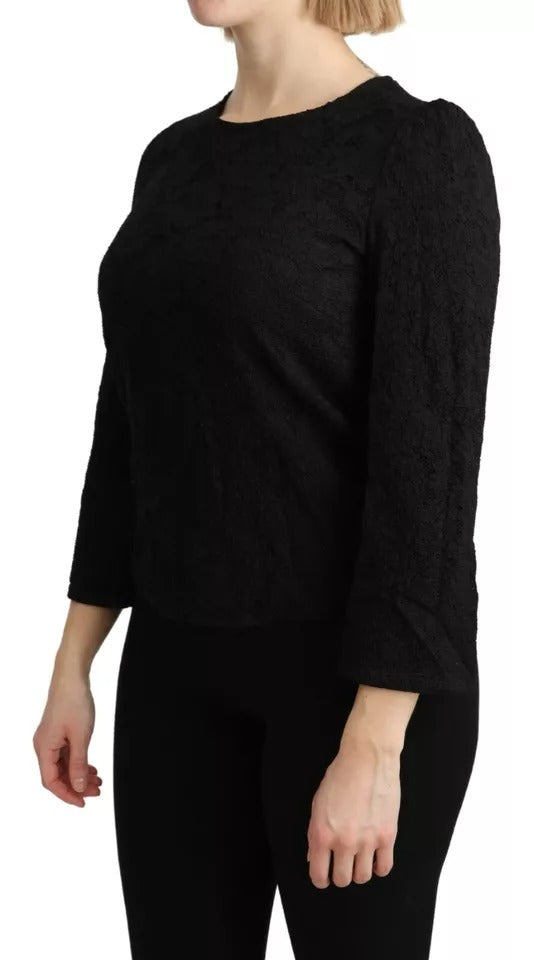 Schwarze Bluse mit langen Ärmeln aus Spitze von STAFF