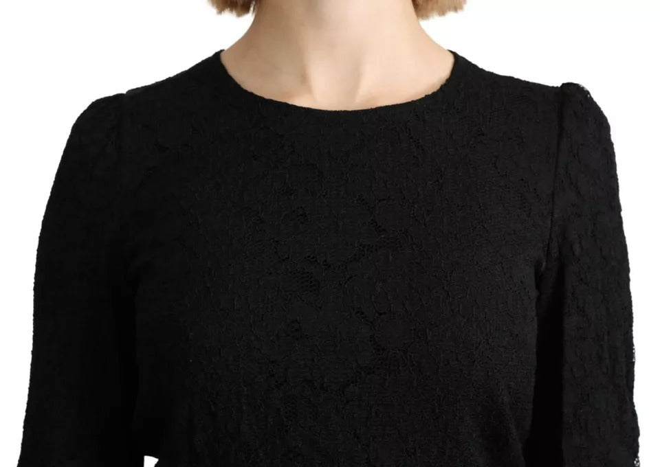 Schwarze Bluse mit langen Ärmeln aus Spitze von STAFF