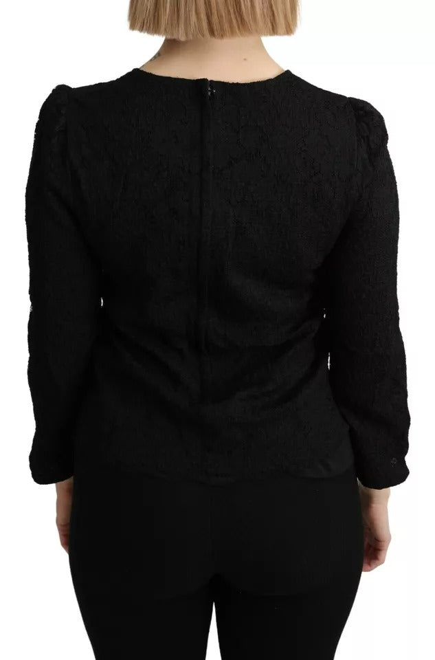 Schwarze Bluse mit langen Ärmeln aus Spitze von STAFF