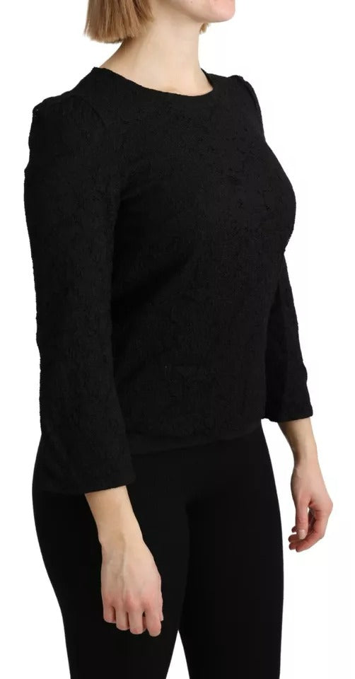 Schwarze Bluse mit langen Ärmeln aus Spitze von STAFF