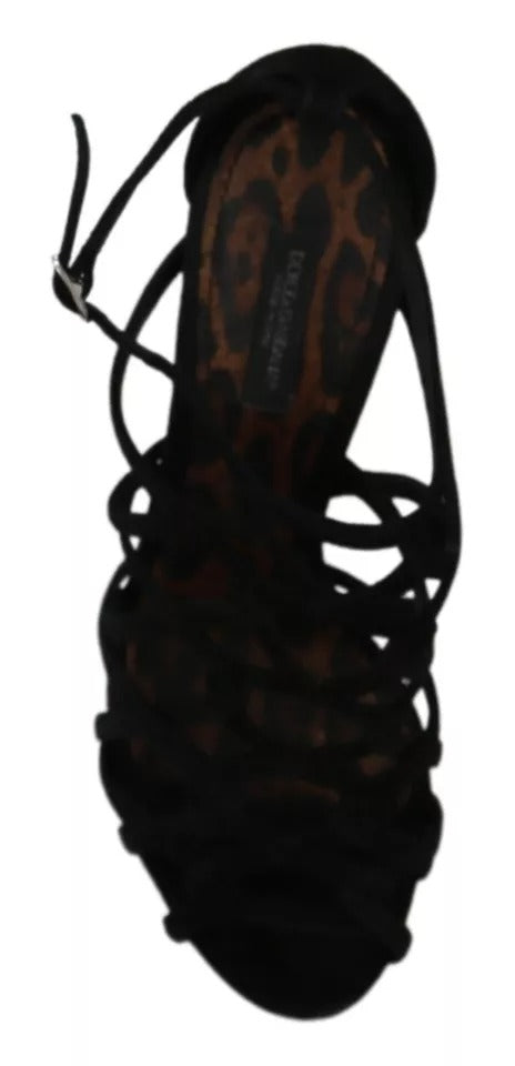 Schwarze Wildleder-Stilettos mit Knöchelriemen