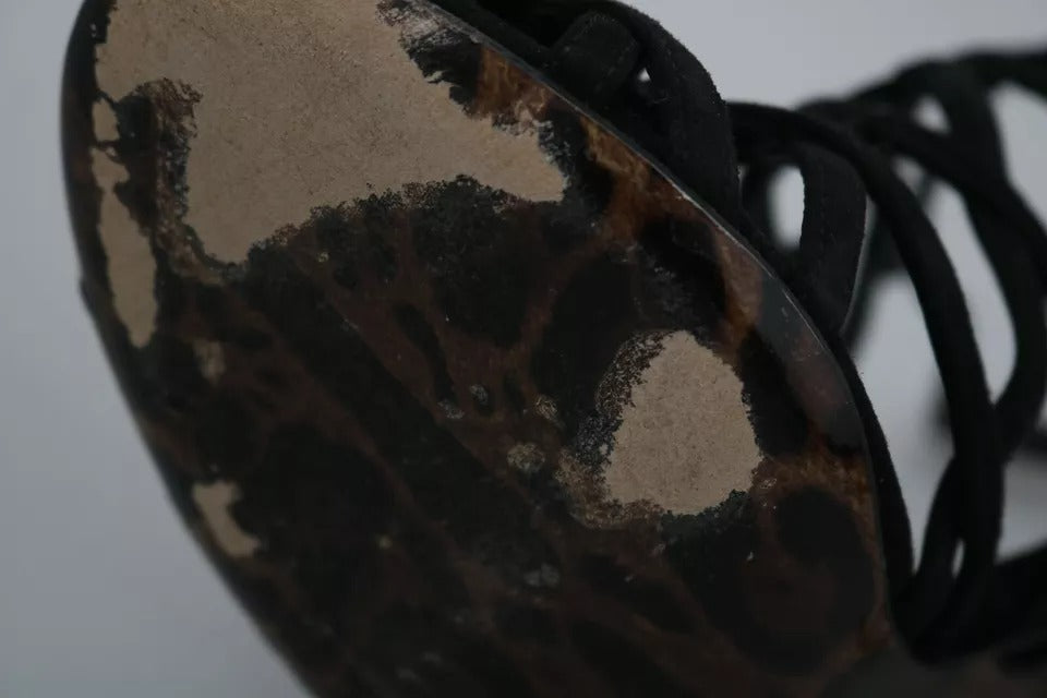 Schwarze Wildleder-Stilettos mit Knöchelriemen