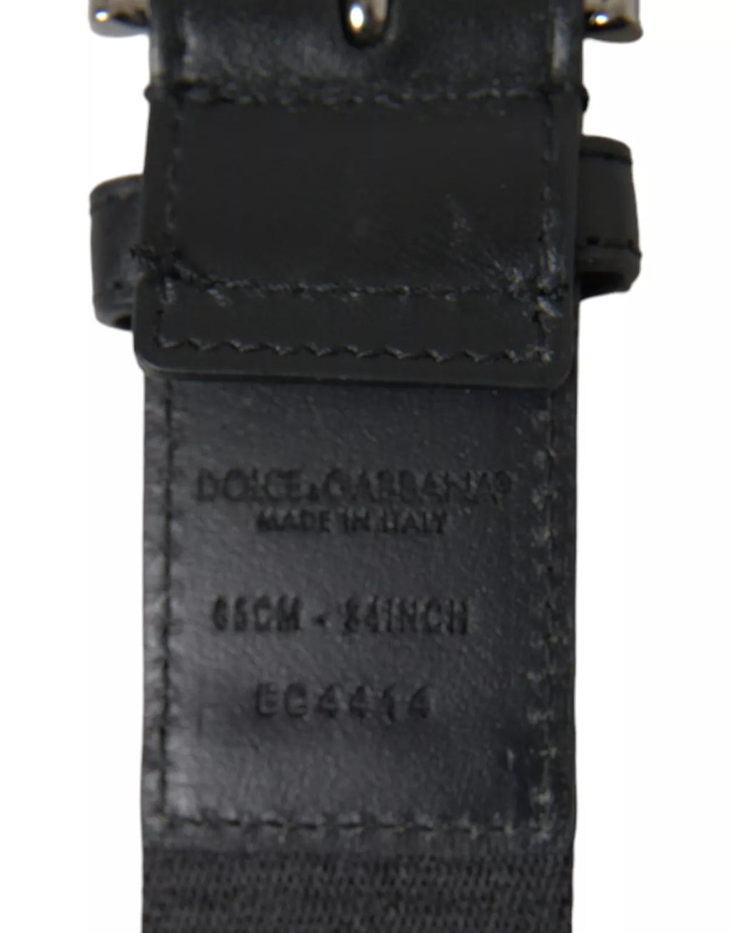 Schwarz-blauer Logo-Gürtel mit silberner Metallschnalle