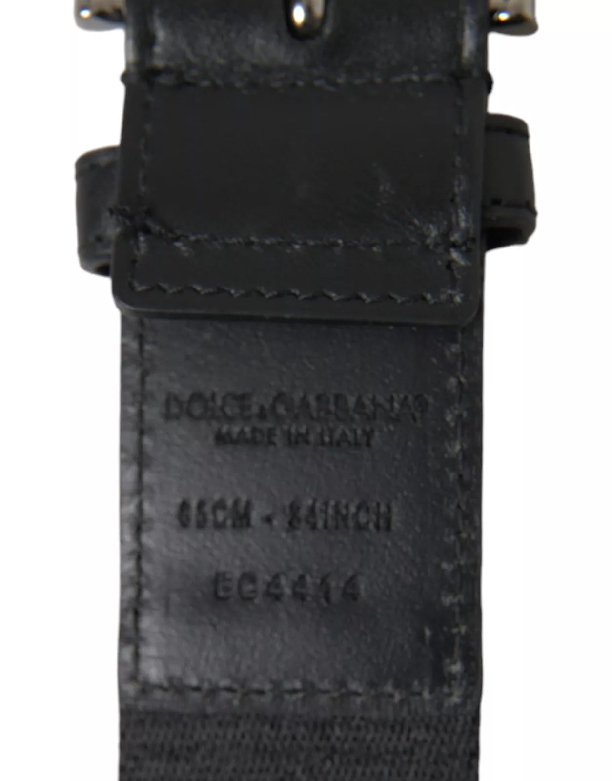 Schwarz-blauer Logo-Gürtel mit silberner Metallschnalle