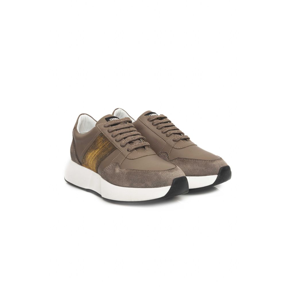 Beige Leder Damen Sneaker