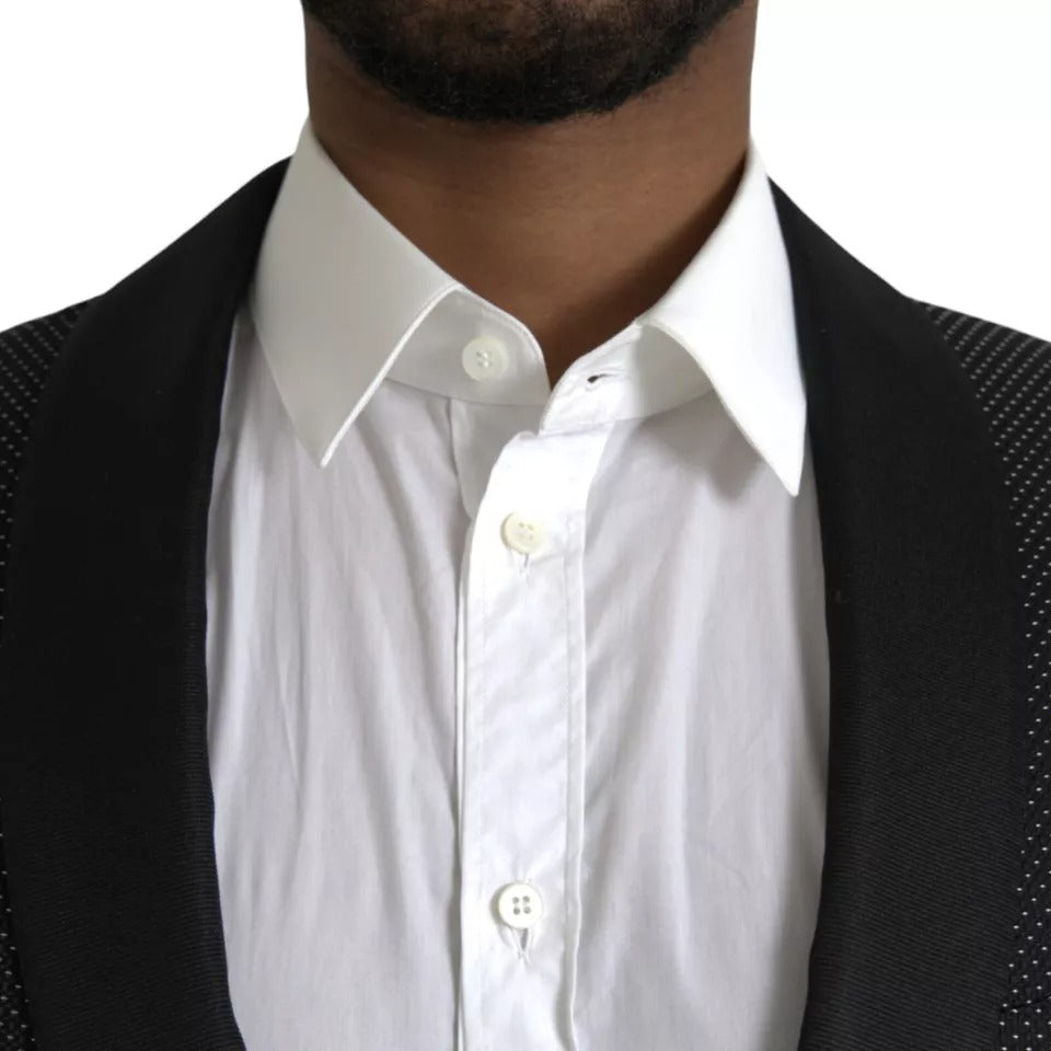 Schwarzer Jacquard-MARTINI-Einreiher-Mantelblazer