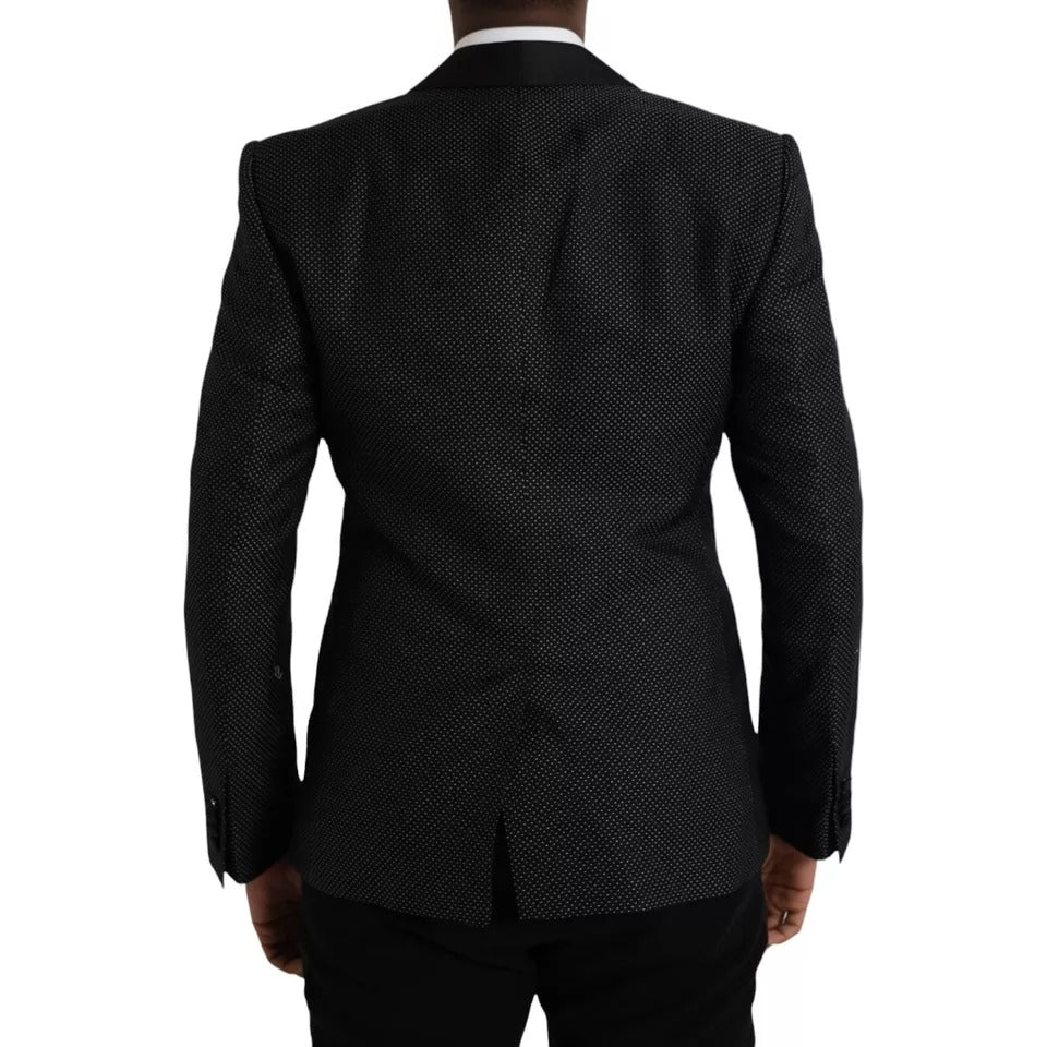 Schwarzer Jacquard-MARTINI-Einreiher-Mantelblazer