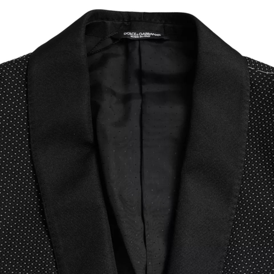Schwarzer Jacquard-MARTINI-Einreiher-Mantelblazer