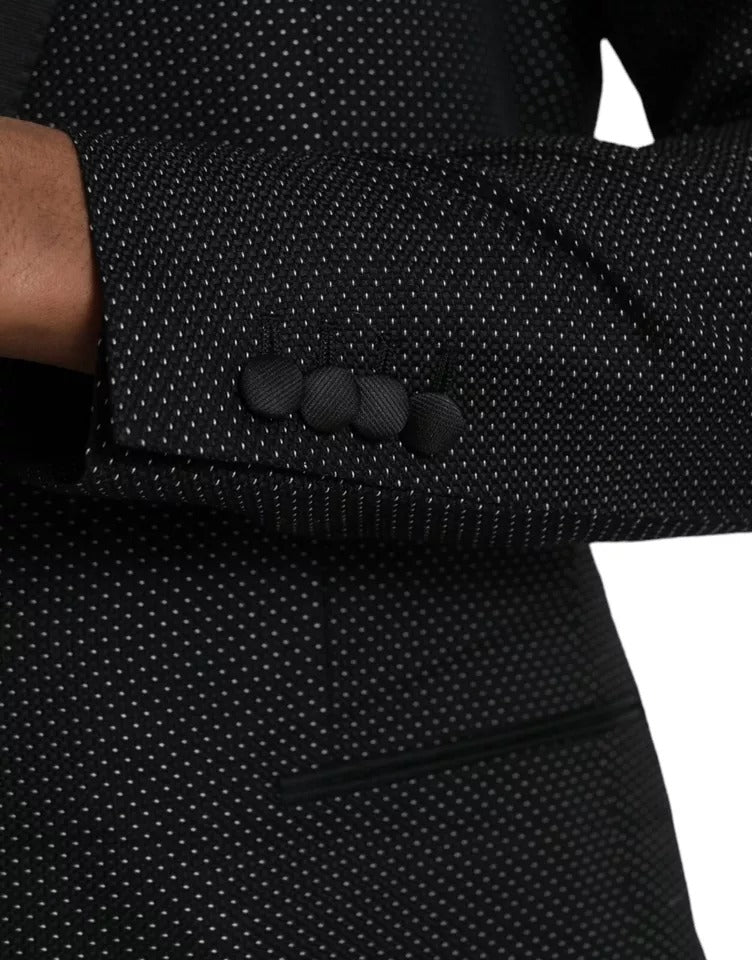 Schwarzer Jacquard-MARTINI-Einreiher-Mantelblazer