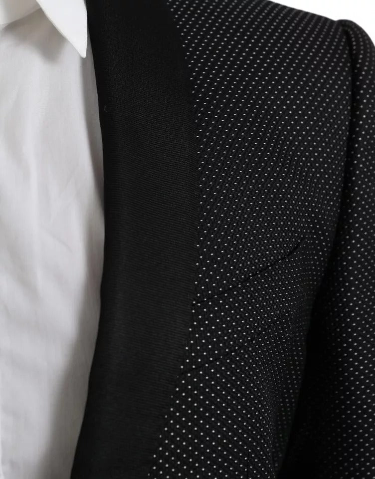 Schwarzer Jacquard-MARTINI-Einreiher-Mantelblazer