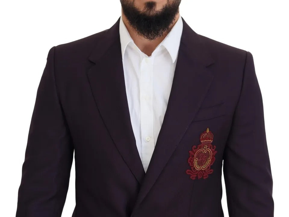 Lilafarbener einreihiger Wollblazer mit Logo