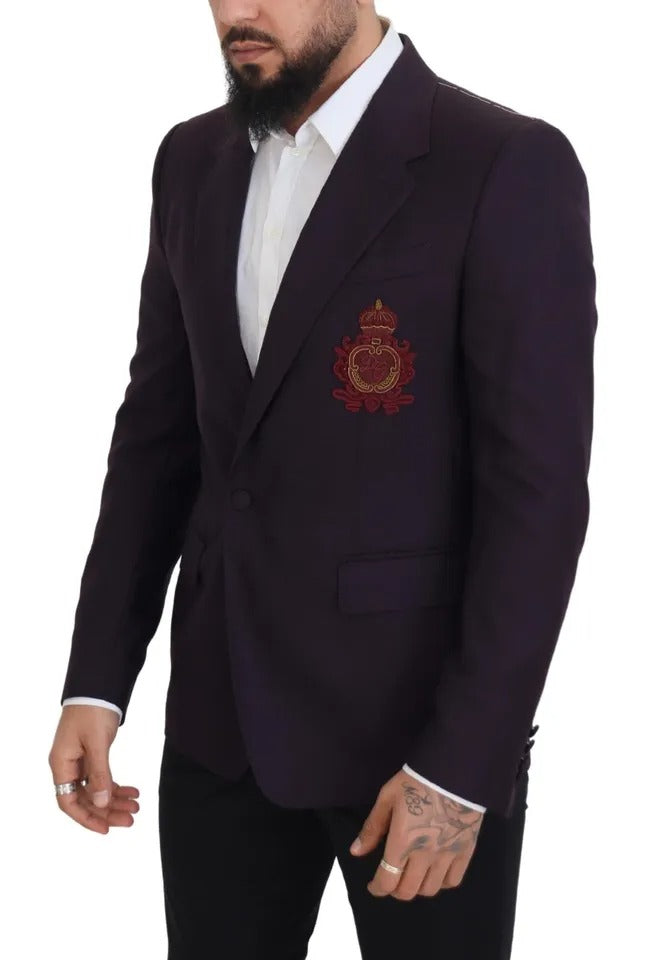 Lilafarbener einreihiger Wollblazer mit Logo
