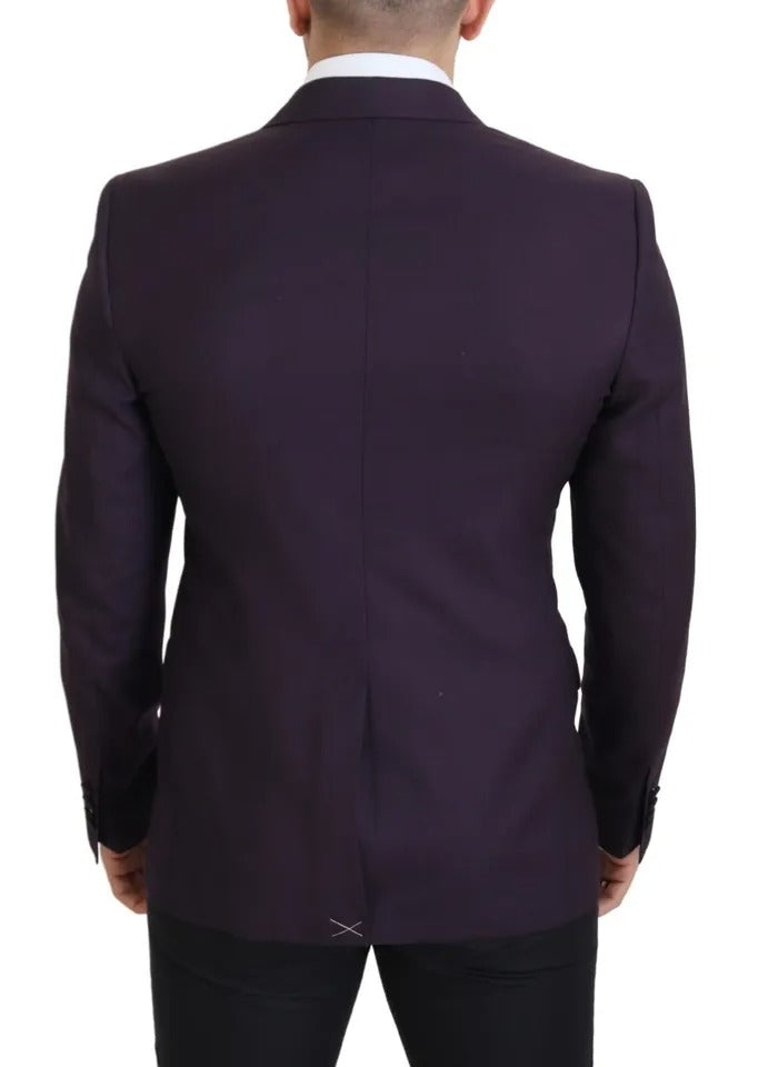 Lilafarbener einreihiger Wollblazer mit Logo