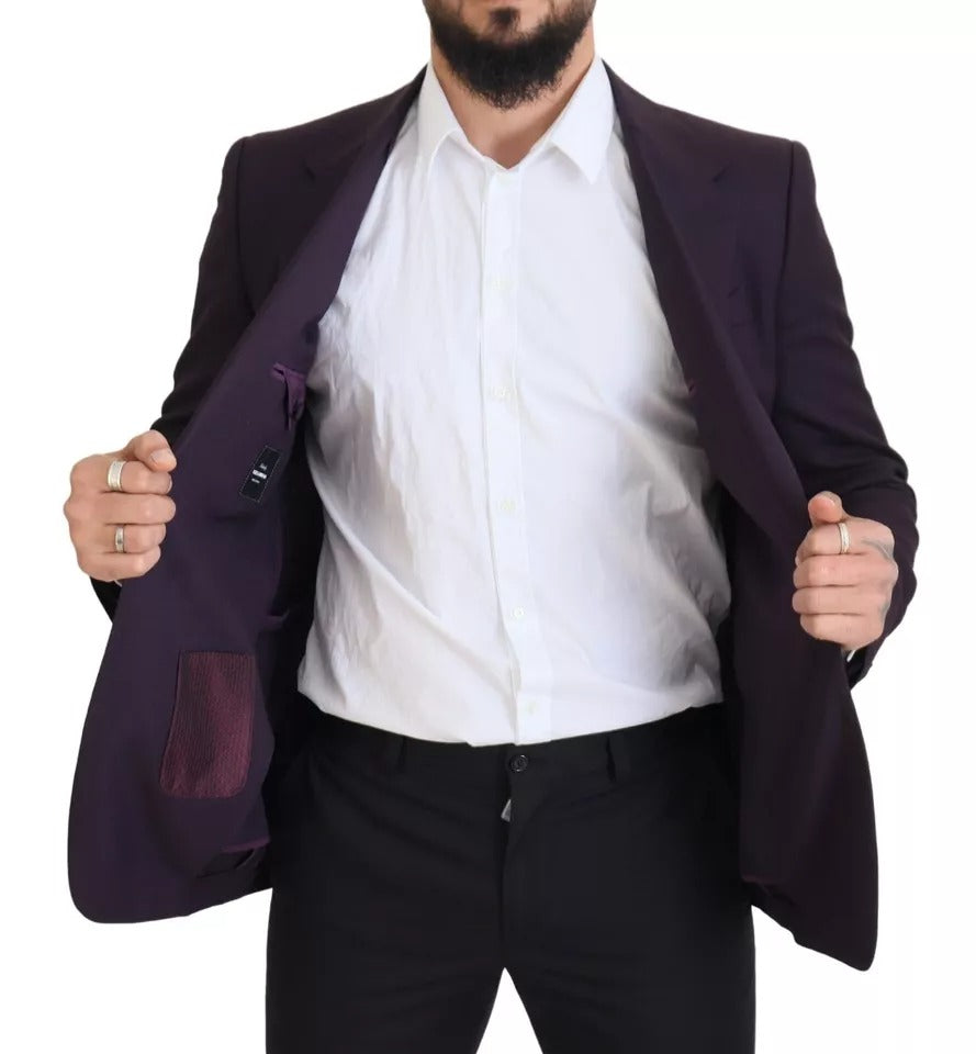 Lilafarbener einreihiger Wollblazer mit Logo