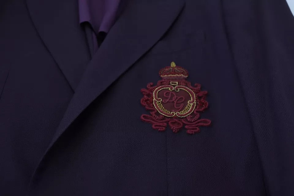Lilafarbener einreihiger Wollblazer mit Logo