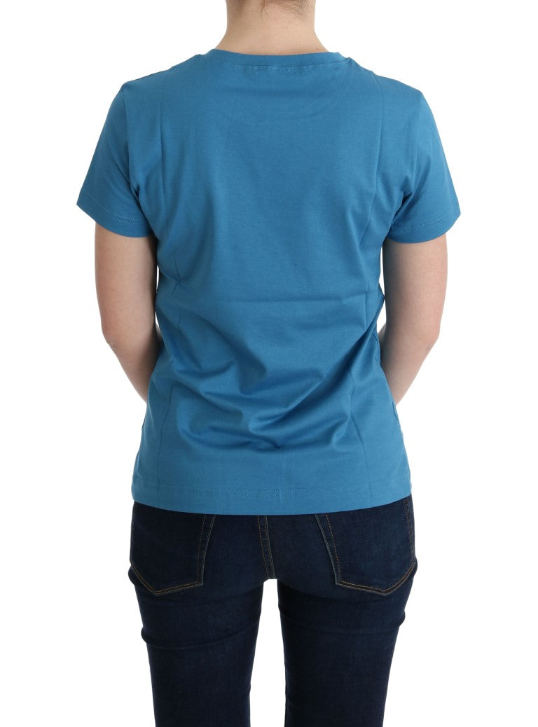 Blaues Baumwoll-T-Shirt mit Motiv 2017