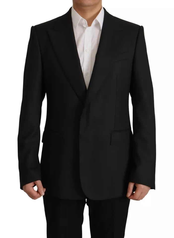 Schwarze einreihige Blazerjacke aus Polyester