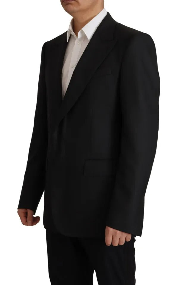 Schwarze einreihige Blazerjacke aus Polyester