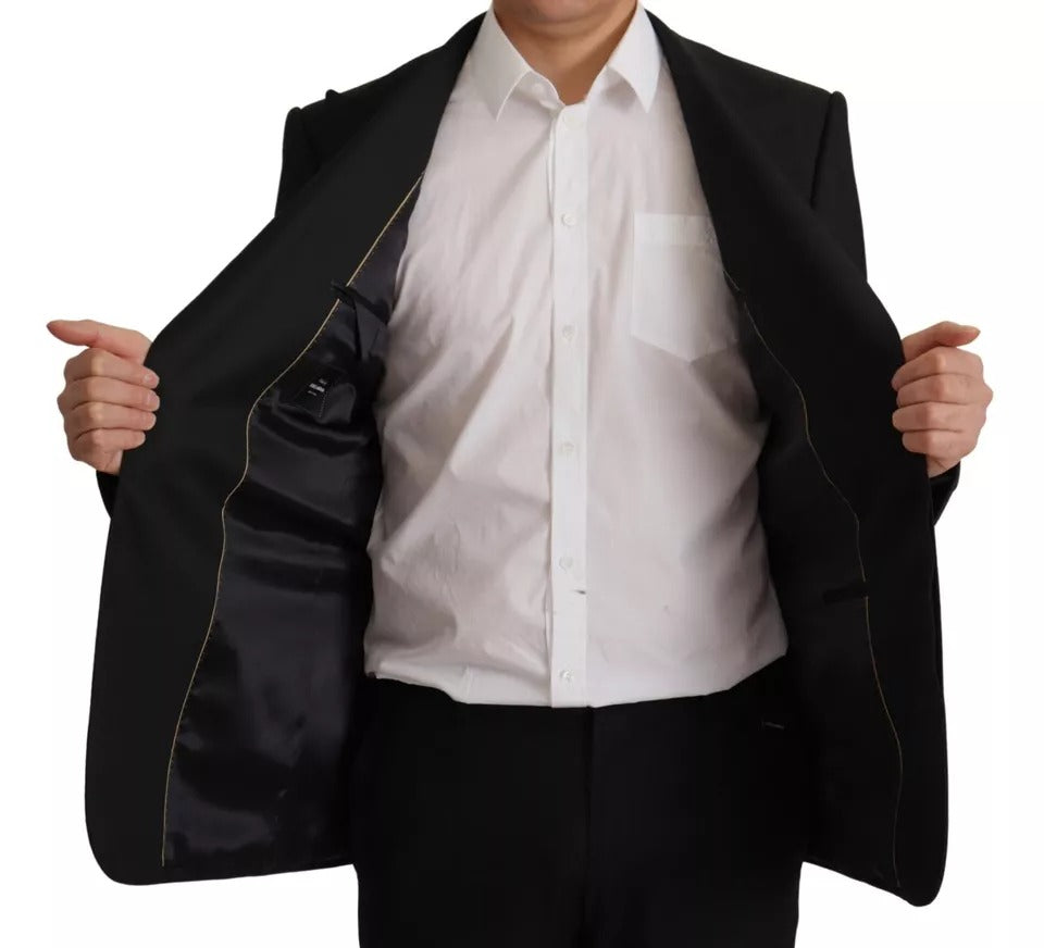 Schwarze einreihige Blazerjacke aus Polyester
