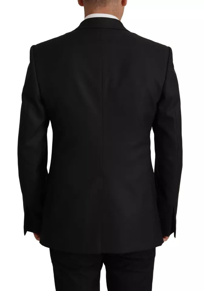 Schwarze einreihige Blazerjacke aus Polyester