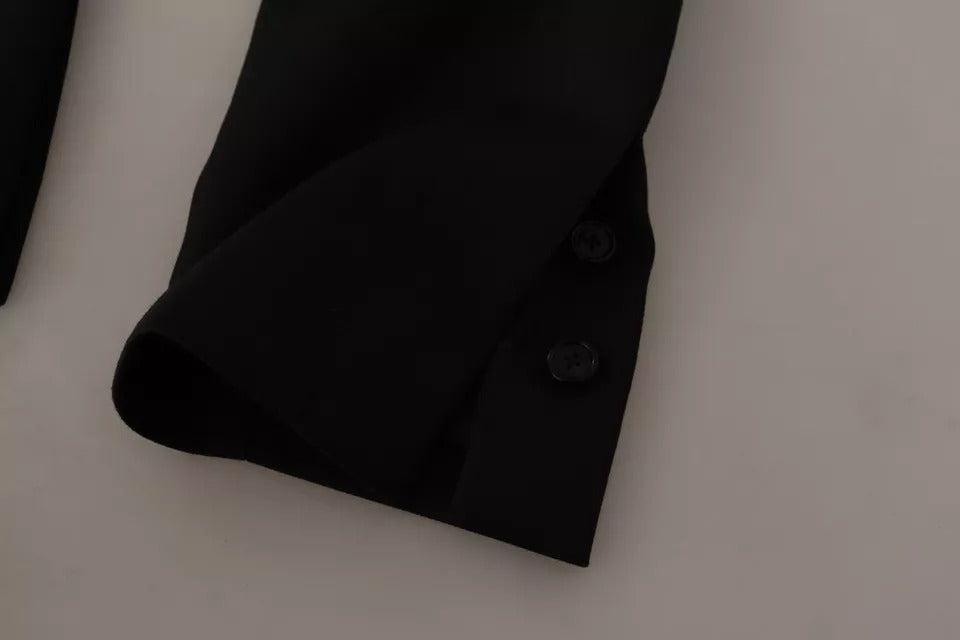 Schwarze einreihige Blazerjacke aus Polyester