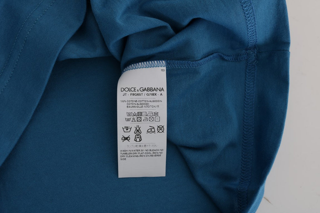 Blaues Baumwoll-T-Shirt mit Motiv 2017