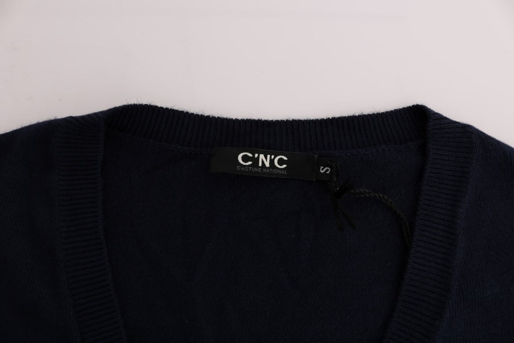 Blue V-neck Viscose Sweater