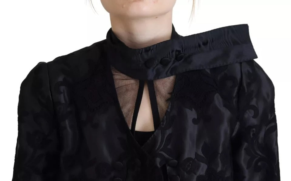 Schwarzes Spitzenkorsett aus transparenter Organza-Seidenjacke