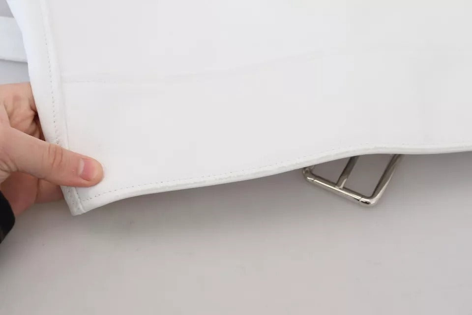 Weiße Bikerjacke aus Leder mit Reißverschluss