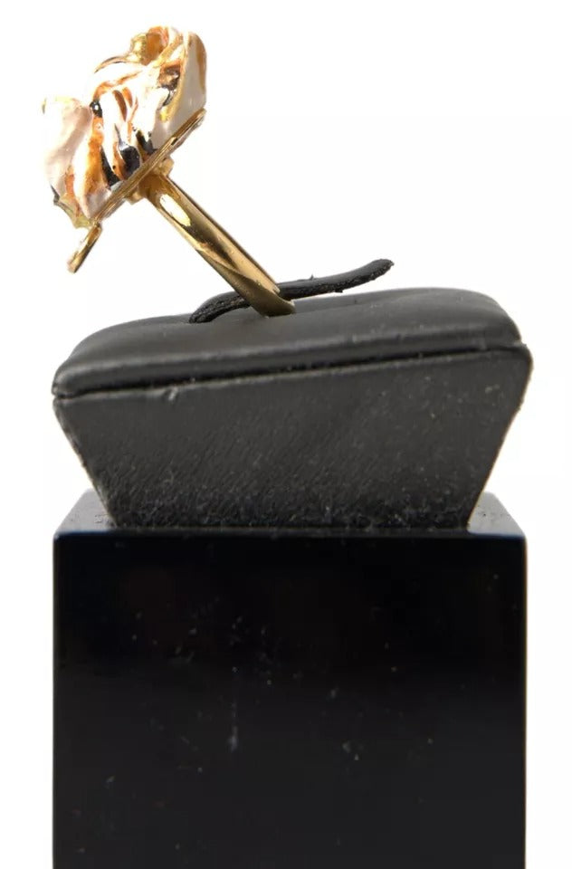 Gold Messing Harz Beige Hund Haustier Accessoire Ring