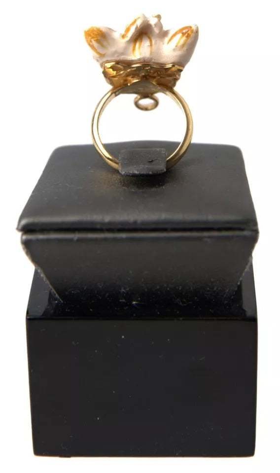 Gold Messing Harz Beige Hund Haustier Accessoire Ring