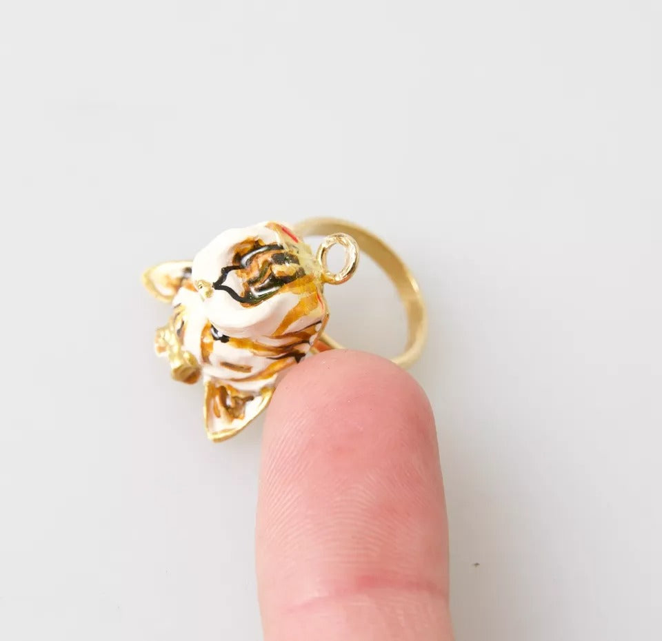 Gold Messing Harz Beige Hund Haustier Accessoire Ring