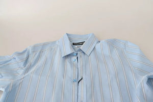 Blau gestreiftes Seiden-Abendkleid MARTINI Shirt