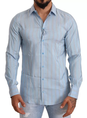 Blau gestreiftes Seiden-Abendkleid MARTINI Shirt