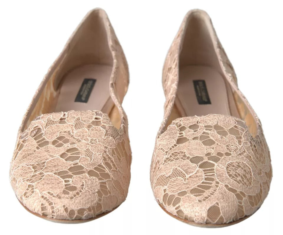 Beige Loafer mit Blumenspitze