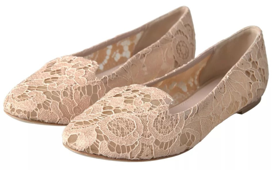 Beige Loafer mit Blumenspitze